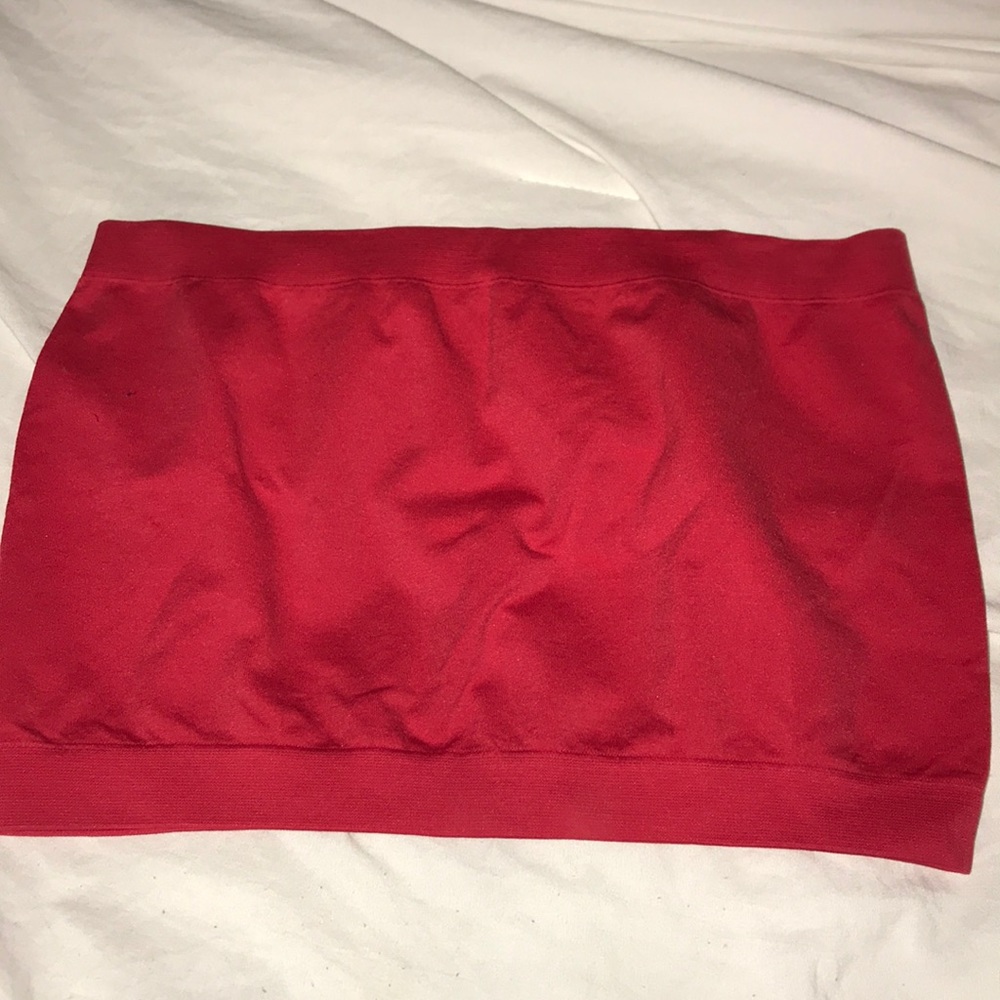 Red unpadded bandeau bra/top